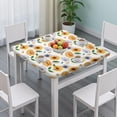 thumbnail image 3 of White Butterfly Sunflower Pattern Square Fitted Tablecloth with Elastic Edge,Square Table Cover,Washable Elastic Table Cover for Home Kitchen Party Decor 36"x36", 3 of 6