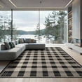 thumbnail image 2 of ODIKA 6'x9' Washable Area Rug Easy Care, Non-Shedding, Primitive Vintage Checker Motif Frame Concentric Ring Folk Border for Queen Size Bedroom Under Bed Master Suite, 2 of 7