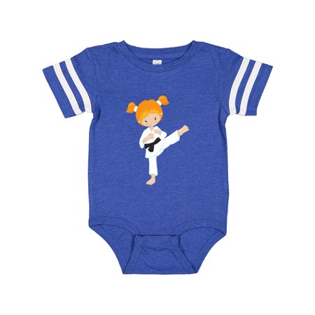 

Inktastic Cute Girl Orange Hair Karate Pose Black Belt Gift Baby Girl Bodysuit