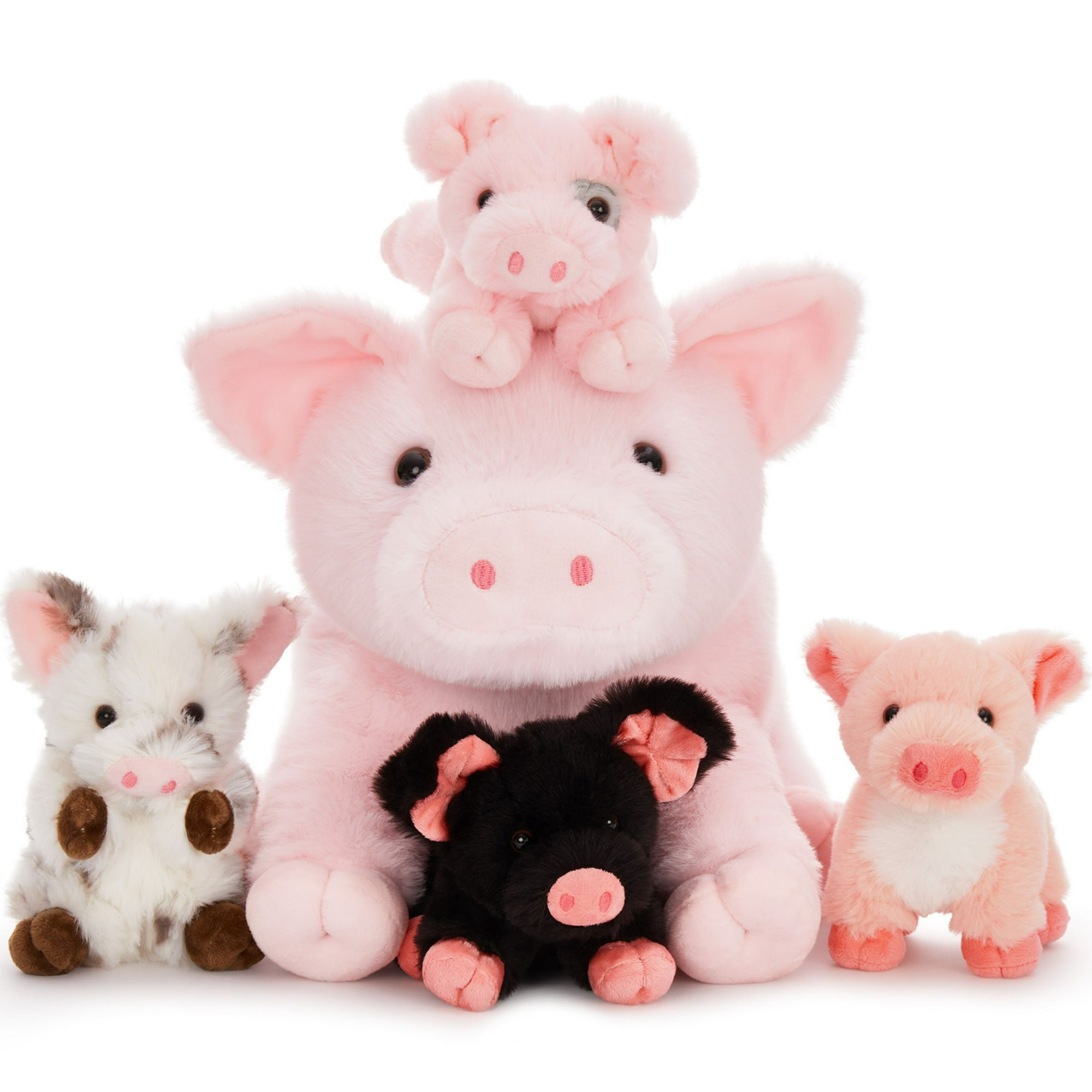 Tezituor 5Pcs Pig Stuffed Animal 15.7'' Giant Pig Plush with 4 Baby Pigs Plush Toy