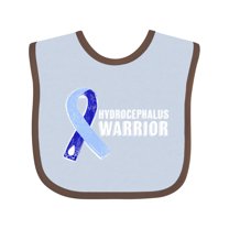 Inktastic Hydrocephalus Warrior with Light and Dark Blue Ribbon Boys or Girls Baby Bib