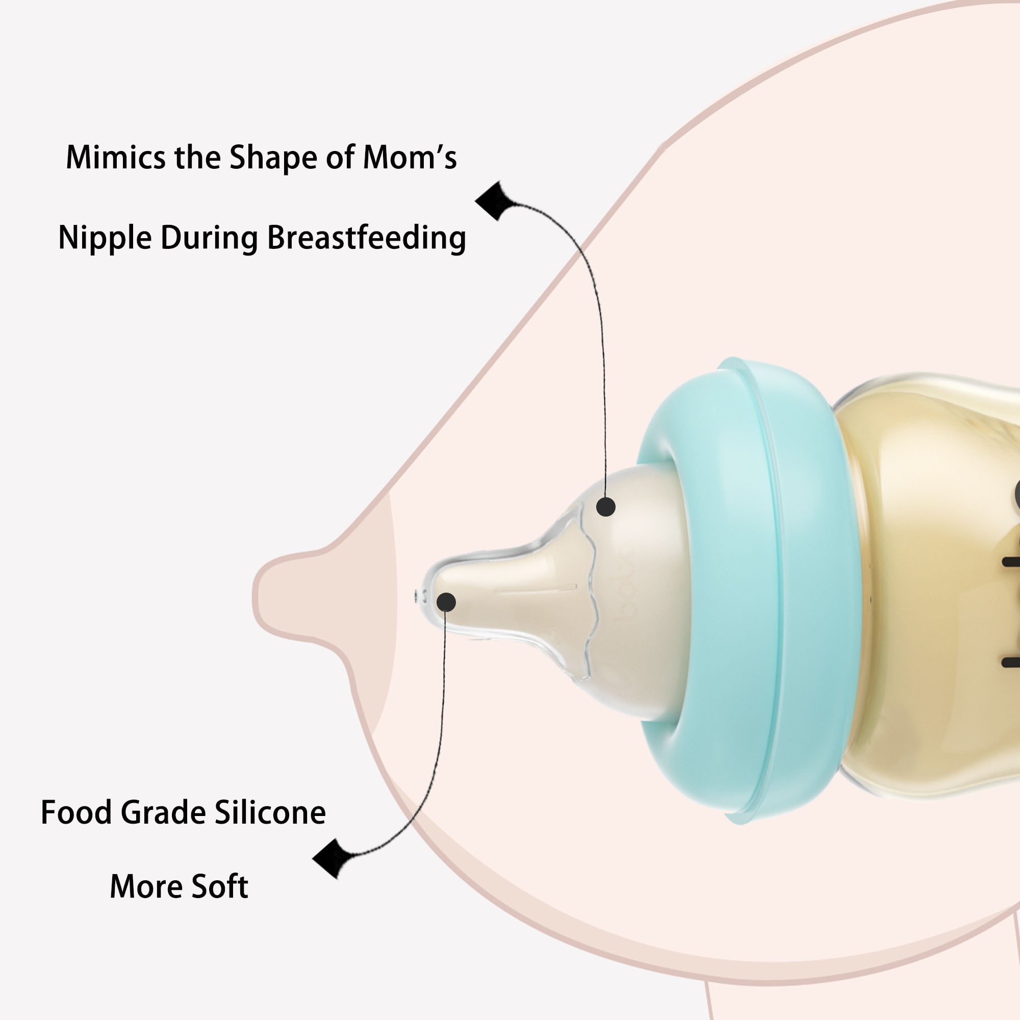 YOHKOH Mushroom Cap Baby Bottles Blue,PPSU Bottle,for Breast/Mixed Feeding Infant,5.4oz,4pk