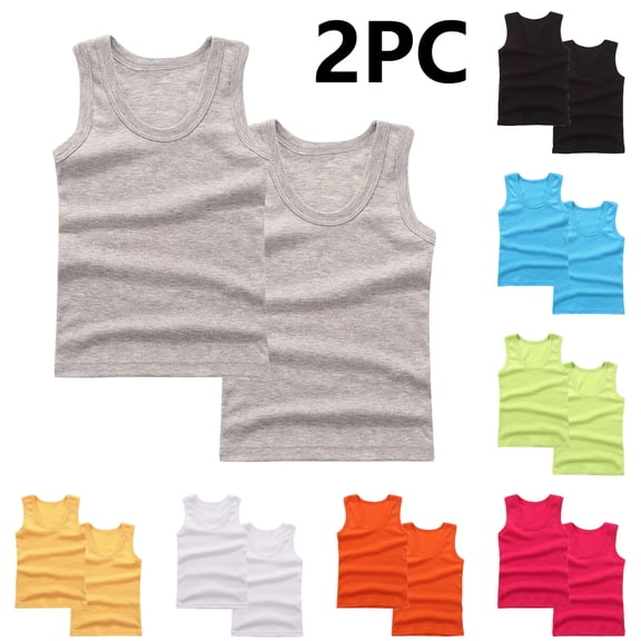 SGFCWSX Girls Tank Tops, Kids 2 Pack Cotton Soft Breathable Sleeveless Casual Daily Basic Undershirts Gray Size 9 Years