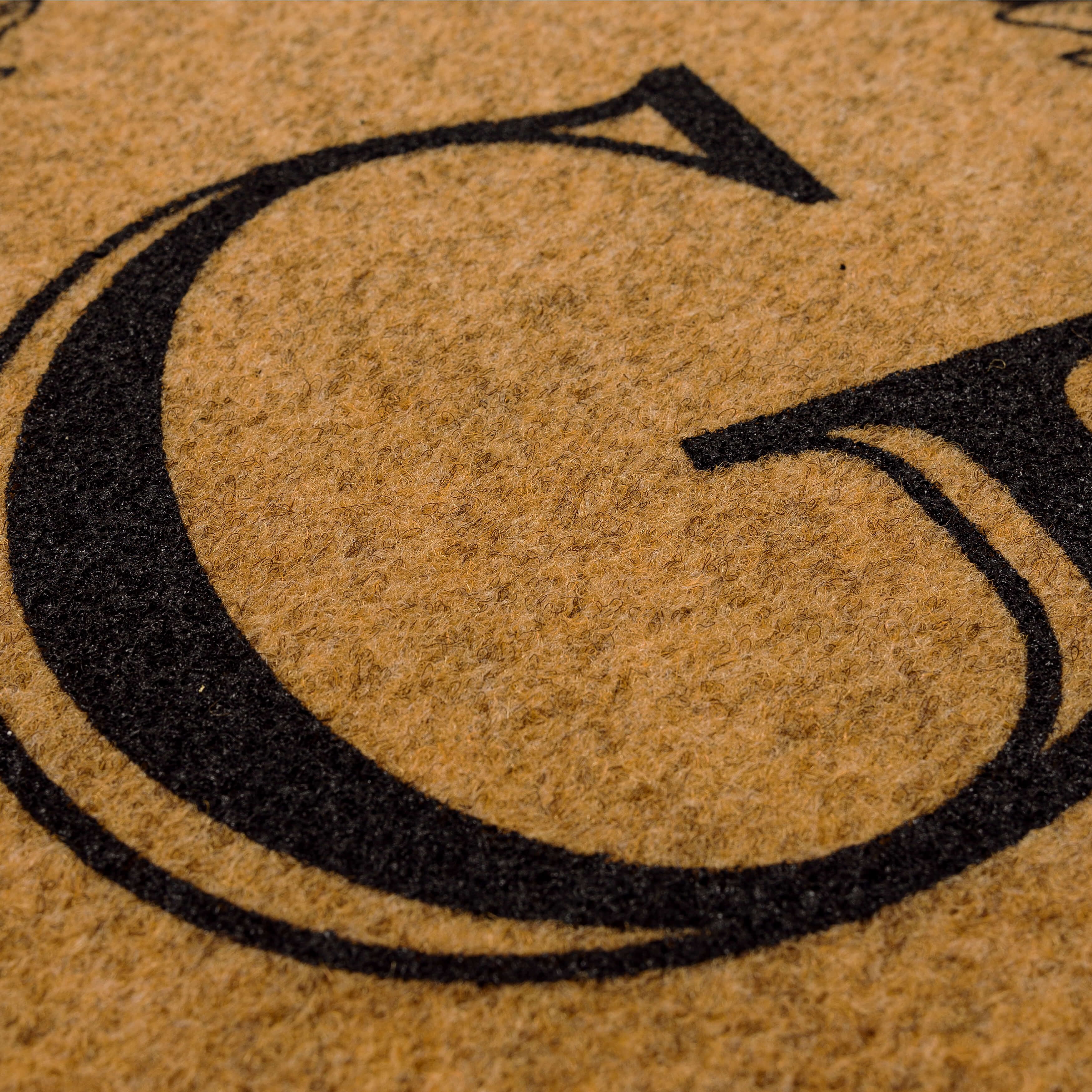 Mohawk Home Laurel Monogram G Low Pile Printed Faux Coir All Weather Eco Friendly Indoor/Outdoor Doormat, Natural, 1' 6" X 2' 6"