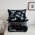 thumbnail image 5 of 3D Geometric Bedding Set King Abstract Aesthetic King Comforter Black and Greyish White Duvet Insert Glowing Futuristic Cube Quilt Comforter Neon Grid Bedding Comforters & Sets (Black Reversible), 5 of 6