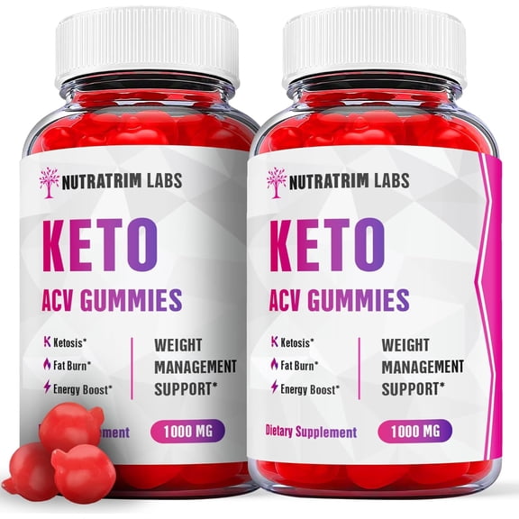 (2 Pack) Nutratrim Labs Keto ACV Gummies - Apple Cider Vinegar Supplement for Weight Loss - Energy & Focus Boosting Dietary Supplements for Weight Management & Metabolism - Fat Burn - 120 Gummies