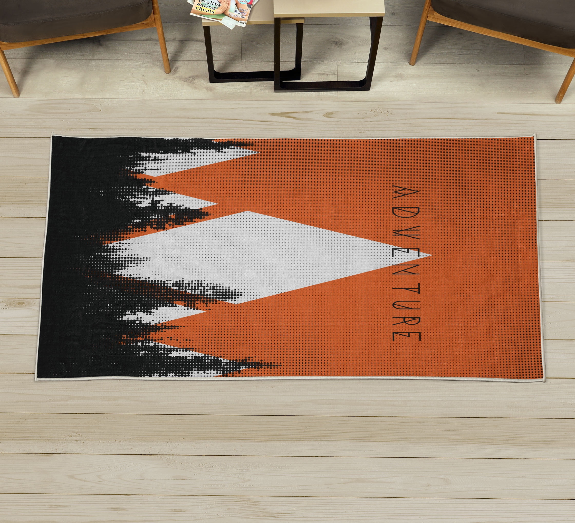 Adventure Decorative Rug, Forest Halftone Effect Hipster Typography ...