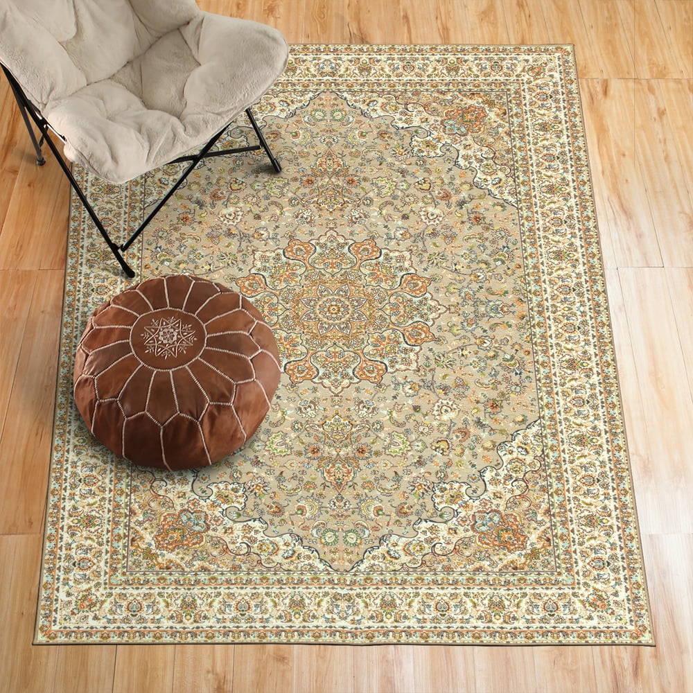 My Magic Carpet Machine Washable Area Rug Kenya Beige 5X7