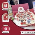 thumbnail image 7 of Paper Flower Bouquet Pop Up Greeting Cards Paper Roses 3D Cards with Envelope Seal Stickers for Wedding Anniversary Birthday Valentine's Day Gift for Women Wife Girlfriend, Red, 7 of 7