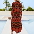 thumbnail image 5 of 2024 Vintage Ethnic Chiffon Dress Red Aztec Print Cute Dresses Female Long Sleeve Aesthetic V Neck Printed Oversized Casual Dress, 5 of 7