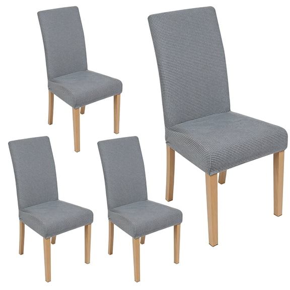 Light Grey, 4 Pack Dining Room Chair Covers, Stretch Washable Anti-Slip Protector Slipcovers Fit 15-18.9 inch Standard Chairs