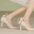 thumbnail image 1 of Zapatos de tacón alto para mujer, novedad de 2023, zapatos Mary Jane de punta cuadrada con lazo a la moda, zapatos elegantes de tacón medio para mujer, zapatos de fiesta para mujer, zapatos 37 Gao Jinjia LED, 1 of 2