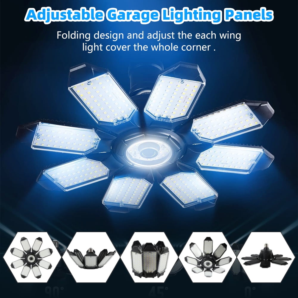 Garage Lights High Bay Light LED Garage Lights with 8 Panels Adjustable 200W Bright 6500K Warehouse Residential Barn Factory Workshop Lighting Hanking Shop light,1Pack