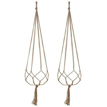 

2PCS Plant Flower Hanger Macrame Jute for Indoor Outdoor Ceiling Deck Balcony Round and Square Pots