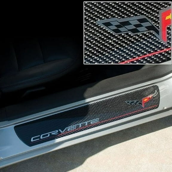 Corvette Door Sill Plates - Carbon Fiber with C6 Logo : C6