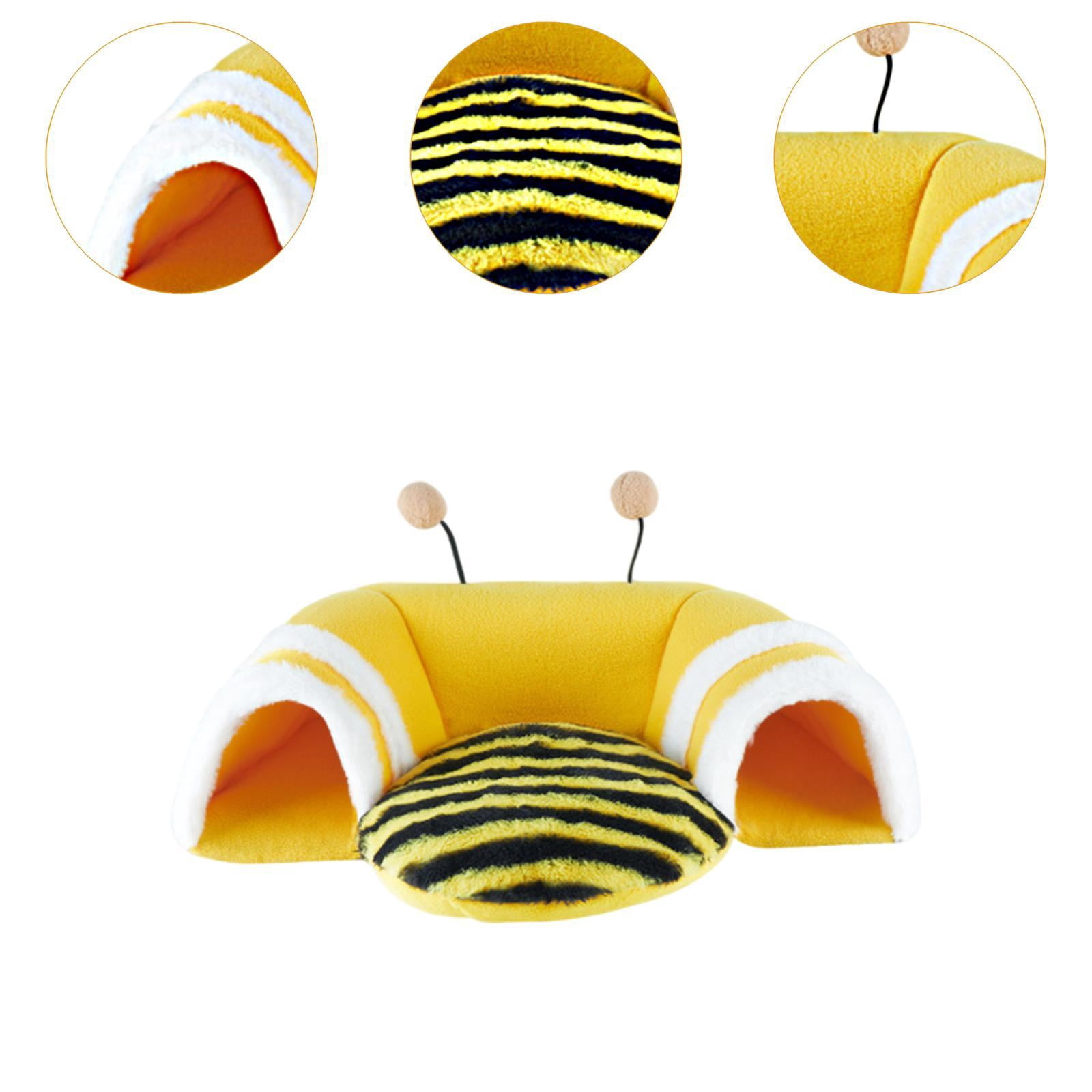 balikha Guinea Pig Hideaway Hamster Tunnel Cage Accessories Autumn Winter Warm Supplies House for Small Animal Beds Rat Mice Resting , Bee Nest