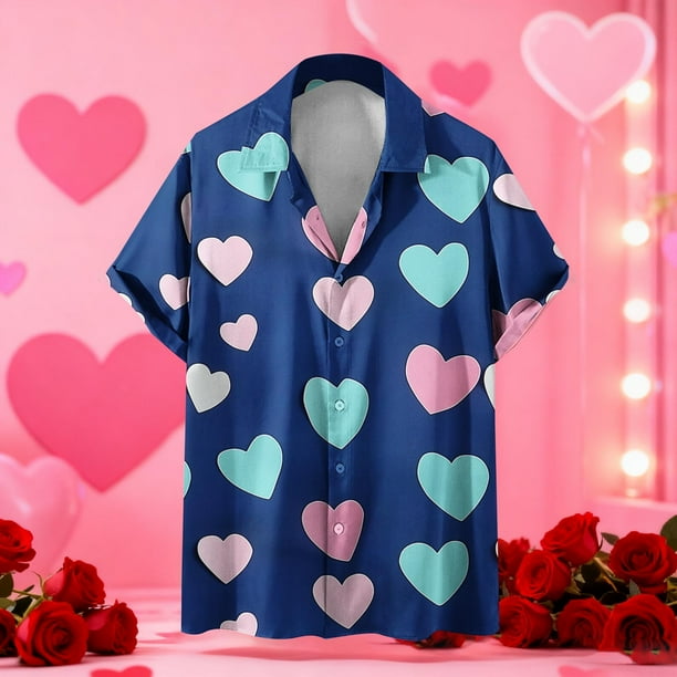 Blusa y camisa de manga corta con cuello vuelto Camisa de manga corta estampada para hombre Tops casuales con cuello vuelto Camisa Blusa Tops para hombre