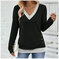 thumbnail image 4 of Lightweight Sweaters for Women Long Sleeve Dressy V Neck Knit Tunic Tops with Decorative Buttons, 4 of 6