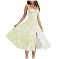 thumbnail image 2 of Summer Summer Dresses for Women 2025 Casual Trendy,Women Maxi Dress Spaghetti Strap Spring Casual Boho V Neck Split Beach Long Flowy Dresses Trendy,Womens Boho Floral Midi Dresses Plus Size, 2 of 3