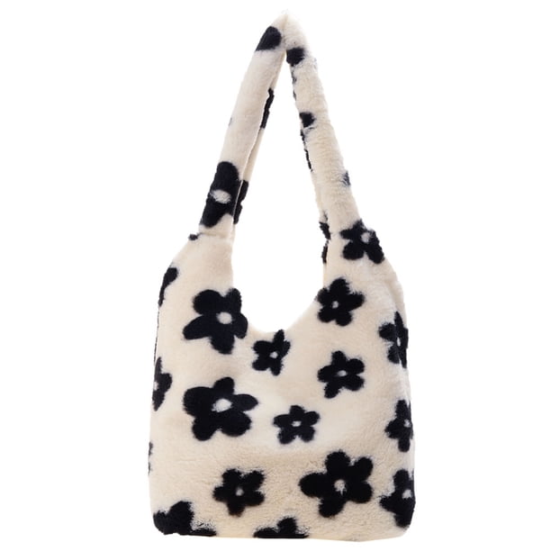 Bolso de hombro Likrtyny con estampado de animales y flores retro felpa invierno B