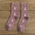 thumbnail image 2 of Arlun 1 Pair Thick Warm Cat Print Casual Socks for Women Cozy Homewear Fashion Warm Medium Tube Socks Fall Winter Comfort Mid-Calf Socks for Daily Wear Purple One Size, 2 of 3