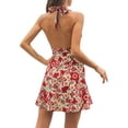 thumbnail image 6 of Liacowi Women Sexy Floral Mini Dress Sleeveless Backless Spaghetti Straps Low Cut Bodycon Short Dress Party Streetwear, 6 of 7