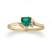 Lab-Created Heart-Shaped Emerald Ring