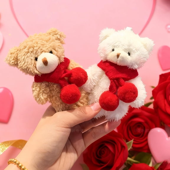 Viflosae Valentine Day Decor Valentines Gifts for Her Plushy Bear Keychain Christmas And February 14 Festive Gift Cute Keyring Bag Accessory for Him / Her