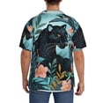 thumbnail image 3 of Fotbe Black Panther Floral Illustration Camisa Estampada de Manga Corta para Hombre, Casual de Verano, Estilo Playero, Sin Arrugas-4X-Large, 3 of 5