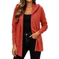 thumbnail image 2 of Meichang Lightweight Cardigans for Women Hooded Long Sleeve Open Front Cardigan Fall Soft Thin Cardigan with Pockets Wine S, 2 of 5