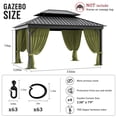 thumbnail image 2 of Pakunoda 11.5' X 6.5' Gazebo Universal Replacement Privacy 4-Panel Curtains, Waterproof Outdoor Curtains Light Green Sidewall with Zipper for Patio Garden Backyard 10' X 13' Gazebo, Curtain Only, 2 of 8