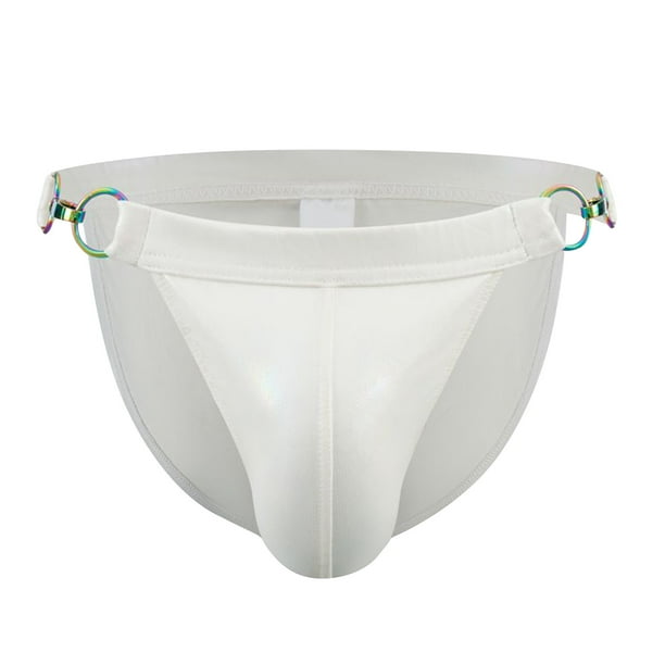 Knosfe Men's Metal Texture Sexy Imitation Leather Athletic Supporter