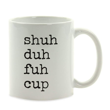 Funny Coffee Mug Gift, Typewriter Style, Shuh Duh Fuh Cup, 1-Pack