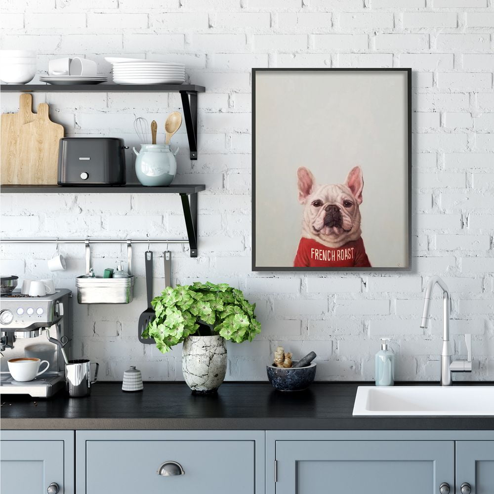 Stupell Industries French Bulldog in French Roast T-Shirt Dog Pun Designed by Lucia Heffernan