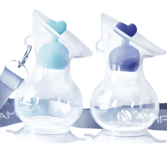 Amplim Manual Breast Pump | Gen 3 Silicone Milk Collector for Breastfeeding Nursing Mom with Stopper | Must Haves Registry Essentials for Newborn, Infant, Baby | 5 oz (Green,Purple) 2 Pack