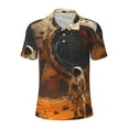thumbnail image 2 of Daiia Astronaut Exploring Mars Pattern Men’s Polo Shirts,Solid Deck Shirt,Classic Fit, Breathable Cotton Polo for Casual and Sport Wear-Medium, 2 of 7