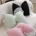 thumbnail image 3 of OIUR Bow-shaped Pillow Ruffle Lace Plush Throw Pillow High Elasticity Decorative Pillow for Bed Couch Car Seat Companion Pillows, 3 of 7