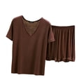 thumbnail image 5 of HongQid Womens Pajama Set Short Sleeve and Shorts Lounge Set Soft Modal Cotton Summer Sleepwear Pj Sets, 5 of 5