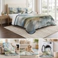thumbnail image 6 of Full Quilt Set 78''x90'', Blue White Ombre Lightweight Bedspread Coverlet Set with 2 Pillow Shams, Watercolor Cloud Geometric Abstract Art Breathable All Season Quilt Bedding for Bedroom/Guest Room, 6 of 9