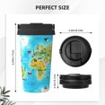 thumbnail image 3 of Picia World Map With Animals Landmarks Pattern 500ml Carry Insulated Coffee Mug, Stainless Steel Travel Mug with Hidden Handle, Leak-Proof for Car, Office, Home, and Outdoor Use, 3 of 8