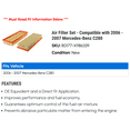 thumbnail image 2 of Air Filter Set - Compatible with 2006 - 2007 Mercedes-Benz C280, 2 of 2