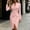 Pink, variant on V-Neck Women'S Fall&Winter Dresses Office Business Workwear Black Long Sleeve Mid-Length Wrap Dresses Refined Slim Solid Dresses Black,S