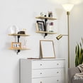 thumbnail image 5 of 2‑Tier Wall Mounted Floating Shelves, Solid Wood Storage Shelves with Black Metal Frame for Bathroom, Kitchen, Living Room, Office, 5 of 6