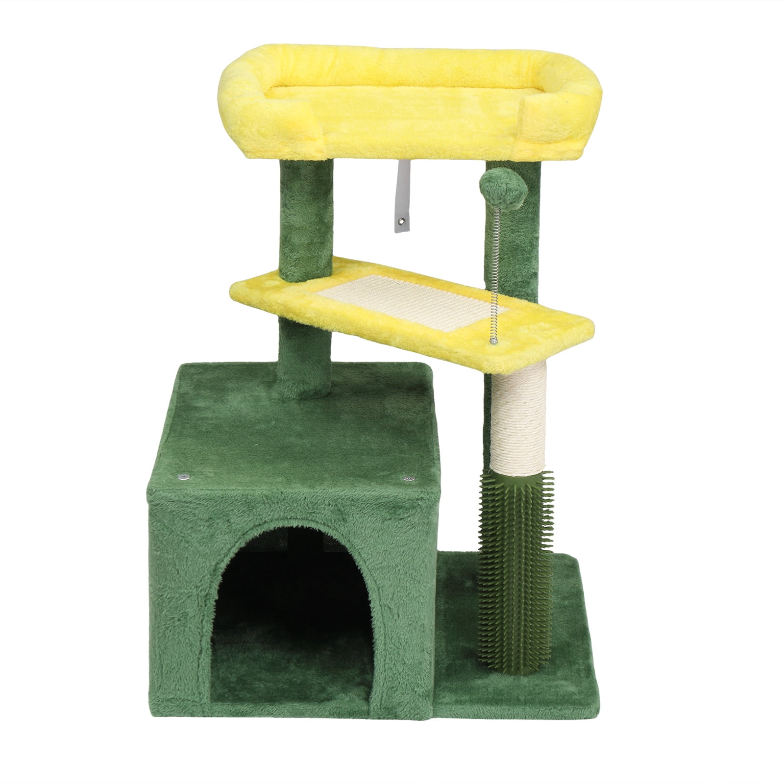 3 Tier Compact Cat Tree Tower With Sisal Scratching Posts & Board, Private Cat Condo Top Perch Hanging Toy, Stable Multi-Level Indoor Cat Activity Furniture For Kittens And Adult Cats