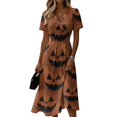 thumbnail image 2 of Halloween Dresses for Women Ghost Short Sleeve Spider Cute Wrap Dresses Skeleton V Neck Vintage Wedding Guest Dress 3XL, 2 of 3
