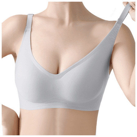 Fulorrnie Bras for Women Comfort Wirefree Push Up Support No Show Sport Seamless Bralette Bra Grey M