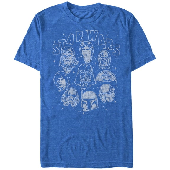 Men's Star Wars Vintage Character Profiles Graphic Tee Royal Blue Heather Medium