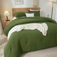 thumbnail image 3 of AOJIM Olive Green Comforter Set Full Size, 1 Full Size Duvet Insert with 2 Pillowcases, Modern Style 3 Pieces Bedding Set for Adults Teens Kids, Lightweight Cozy, Soft Breathable, 3 of 7