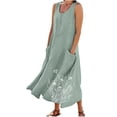 thumbnail image 2 of Rciityk Plus Size Dresses Womens Summer Dresses Cotton Linen Crew Neck Sleeveless Long Dresses Loose Fits Flowy Tank Shirts Beach Dress with Pockets, 2 of 5