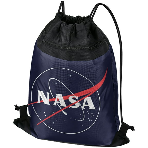 NASA Classic Meatball Logo Drawstring Backpack Sports Bag Sackpack 17" x 13", Perfect for Gym, Yoga or Practice